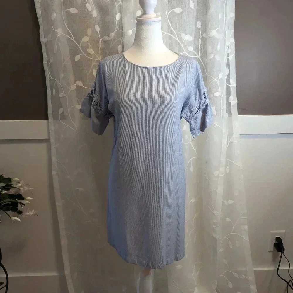 Madewell Sheath Dress White/Blue Pinstripe, Size S